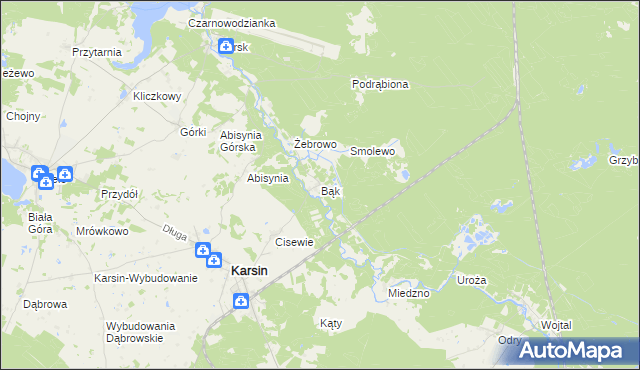mapa Bąk gmina Karsin, Bąk gmina Karsin na mapie Targeo