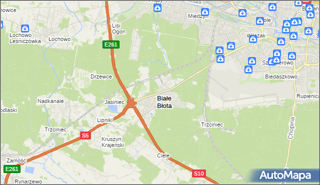 mapa Białe Błota powiat bydgoski, Białe Błota powiat bydgoski na mapie Targeo