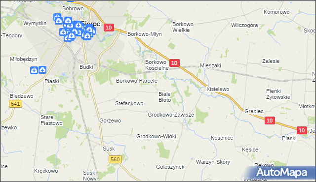 mapa Białe Błoto gmina Sierpc, Białe Błoto gmina Sierpc na mapie Targeo