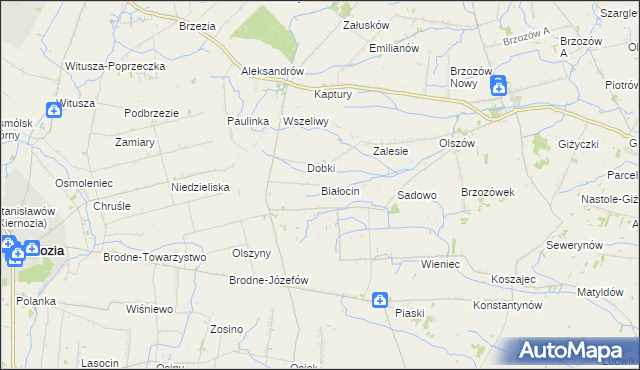 mapa Białocin gmina Iłów, Białocin gmina Iłów na mapie Targeo