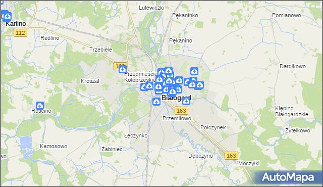 mapa Białogard, Białogard na mapie Targeo