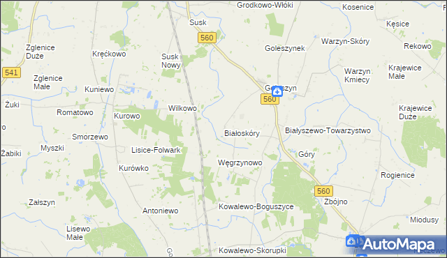 mapa Białoskóry gmina Sierpc, Białoskóry gmina Sierpc na mapie Targeo