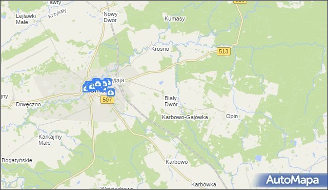 mapa Biały Dwór gmina Orneta, Biały Dwór gmina Orneta na mapie Targeo