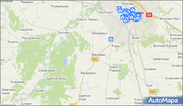 mapa Bledzewo, Bledzewo na mapie Targeo