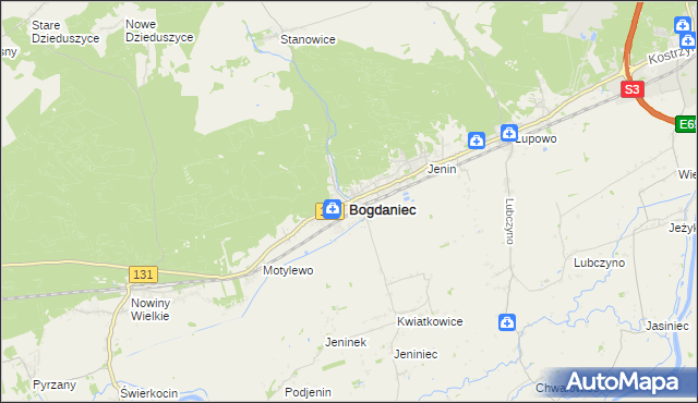 mapa Bogdaniec powiat gorzowski, Bogdaniec powiat gorzowski na mapie Targeo