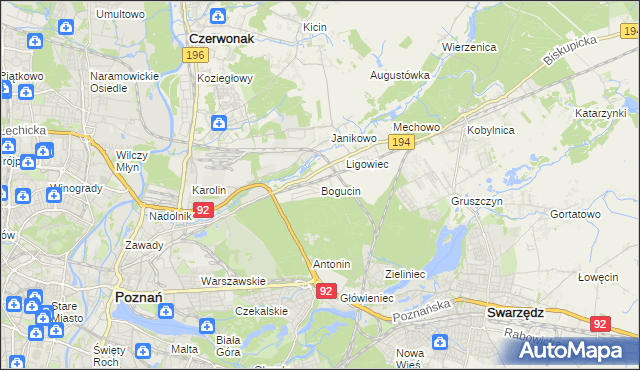 mapa Bogucin gmina Swarzędz, Bogucin gmina Swarzędz na mapie Targeo