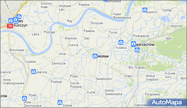 mapa Bolesław powiat dąbrowski, Bolesław powiat dąbrowski na mapie Targeo