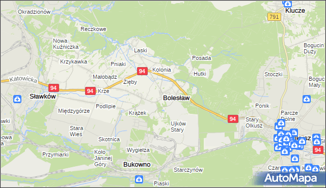 mapa Bolesław powiat olkuski, Bolesław powiat olkuski na mapie Targeo
