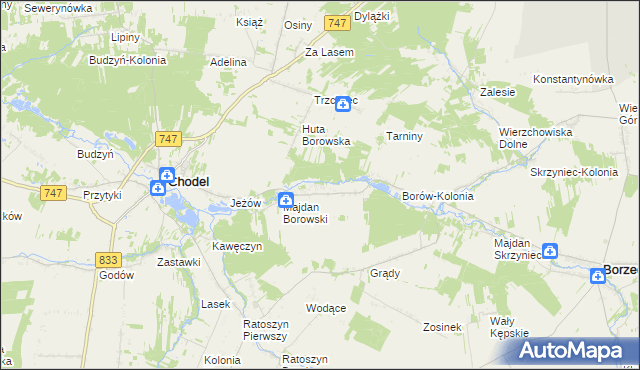 mapa Borów gmina Chodel, Borów gmina Chodel na mapie Targeo