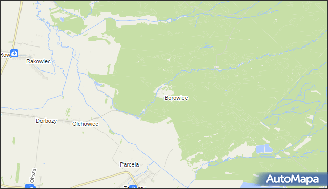mapa Borowiec gmina Łukowa, Borowiec gmina Łukowa na mapie Targeo