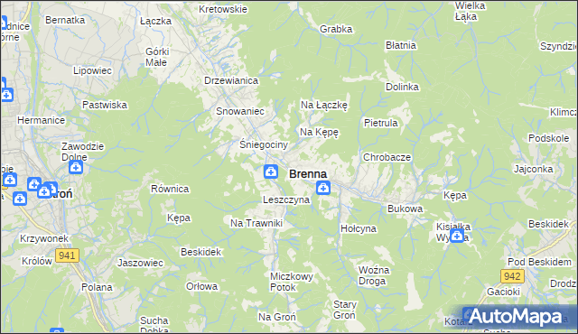 mapa Brenna, Brenna na mapie Targeo