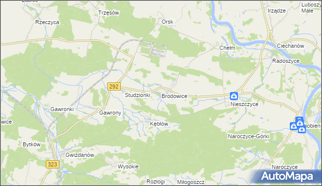 mapa Brodowice, Brodowice na mapie Targeo