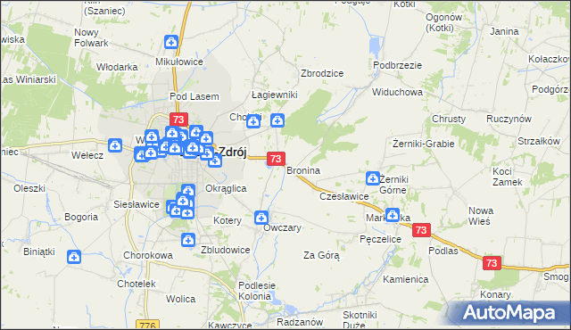 mapa Bronina, Bronina na mapie Targeo