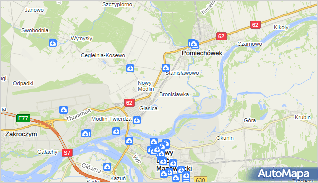 mapa Bronisławka gmina Pomiechówek, Bronisławka gmina Pomiechówek na mapie Targeo