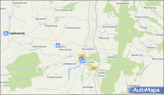 mapa Brukalice, Brukalice na mapie Targeo