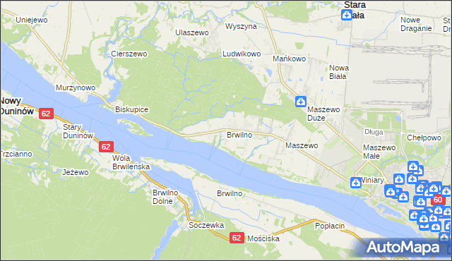 mapa Brwilno gmina Stara Biała, Brwilno gmina Stara Biała na mapie Targeo