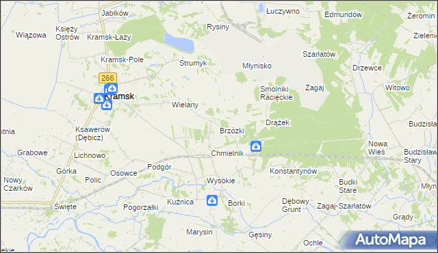 mapa Brzózki gmina Kramsk, Brzózki gmina Kramsk na mapie Targeo