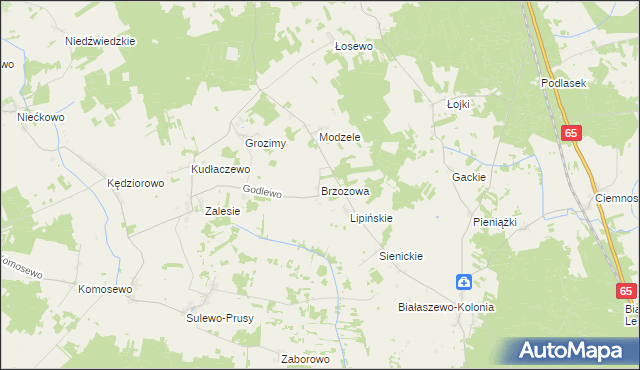 mapa Brzozowa gmina Grajewo, Brzozowa gmina Grajewo na mapie Targeo