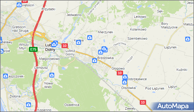 mapa Brzozówka gmina Obrowo, Brzozówka gmina Obrowo na mapie Targeo