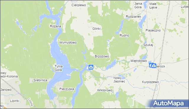mapa Brzozowo gmina Koronowo, Brzozowo gmina Koronowo na mapie Targeo