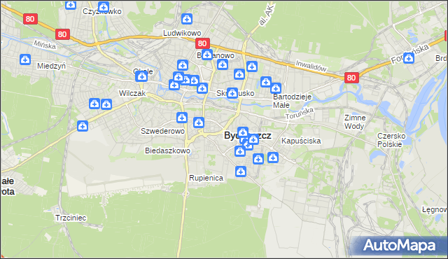 mapa Bydgoszczy, Bydgoszcz na mapie Targeo
