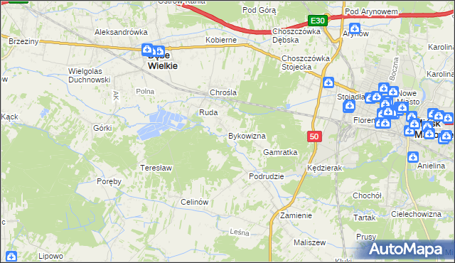 mapa Bykowizna, Bykowizna na mapie Targeo