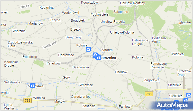 mapa Charsznica, Charsznica na mapie Targeo