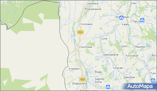 mapa Chochołów gmina Czarny Dunajec, Chochołów gmina Czarny Dunajec na mapie Targeo