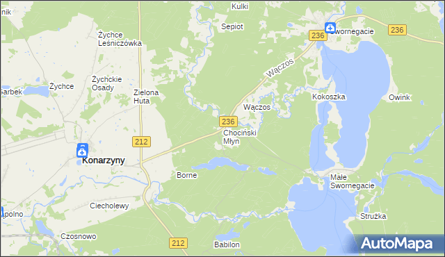 mapa Chociński Młyn, Chociński Młyn na mapie Targeo