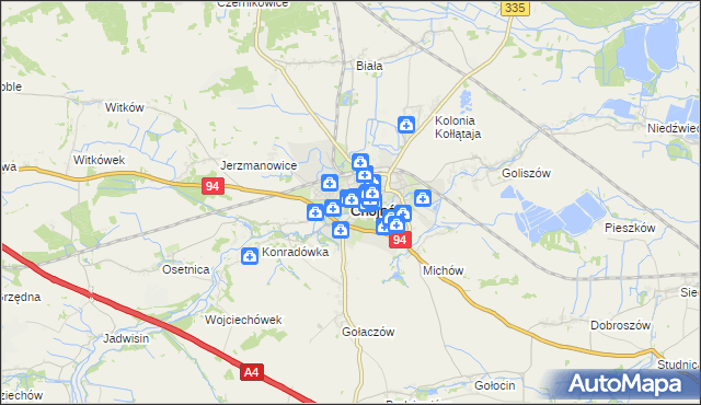 mapa Chojnów powiat legnicki, Chojnów powiat legnicki na mapie Targeo