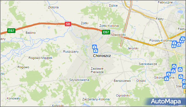 mapa Choroszcz, Choroszcz na mapie Targeo