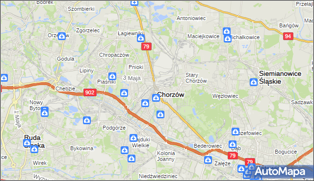 mapa Chorzów, Chorzów na mapie Targeo