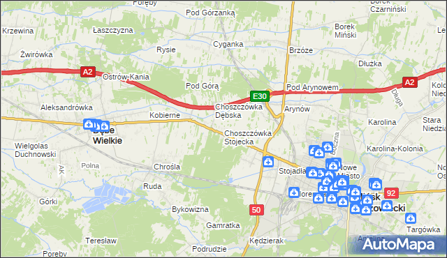 mapa Choszczówka Stojecka, Choszczówka Stojecka na mapie Targeo