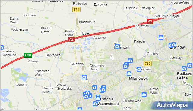 mapa Chrzanów Mały, Chrzanów Mały na mapie Targeo