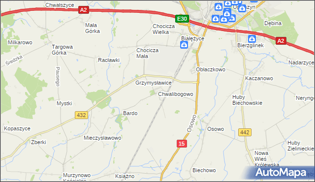 mapa Chwalibogowo gmina Września, Chwalibogowo gmina Września na mapie Targeo