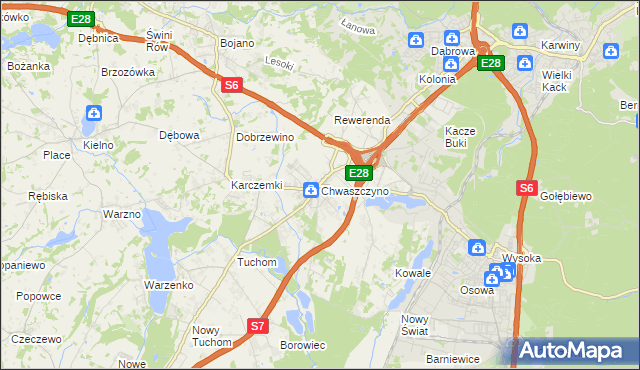 mapa Chwaszczyno, Chwaszczyno na mapie Targeo