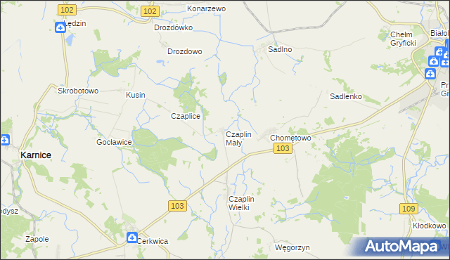 mapa Czaplin Mały, Czaplin Mały na mapie Targeo