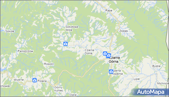 mapa Czarna Dolna, Czarna Dolna na mapie Targeo