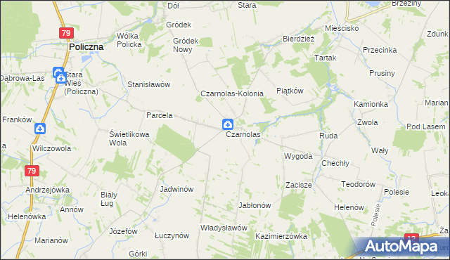 mapa Czarnolas gmina Policzna, Czarnolas gmina Policzna na mapie Targeo