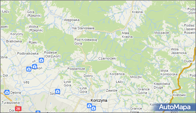 mapa Czarnorzeki, Czarnorzeki na mapie Targeo