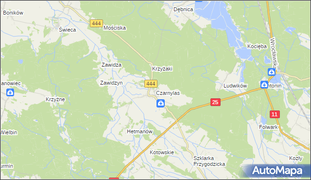 mapa Czarnylas gmina Przygodzice, Czarnylas gmina Przygodzice na mapie Targeo