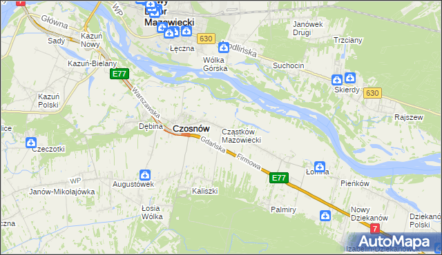 mapa Cząstków Mazowiecki, Cząstków Mazowiecki na mapie Targeo