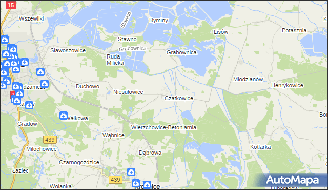 mapa Czatkowice gmina Milicz, Czatkowice gmina Milicz na mapie Targeo