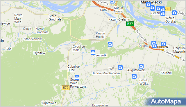 mapa Czeczotki, Czeczotki na mapie Targeo