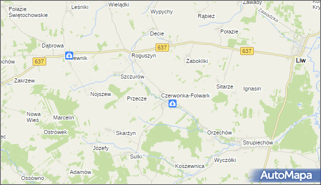 mapa Czerwonka-Folwark, Czerwonka-Folwark na mapie Targeo