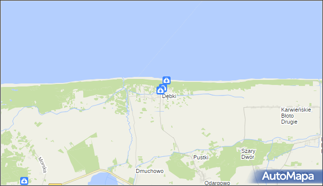 mapa Dębki, Dębki na mapie Targeo