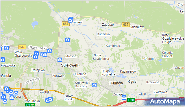 mapa Długa Szlachecka, Długa Szlachecka na mapie Targeo