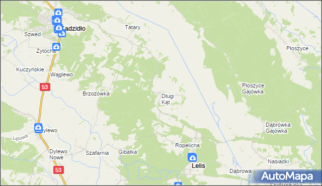 mapa Długi Kąt gmina Lelis, Długi Kąt gmina Lelis na mapie Targeo