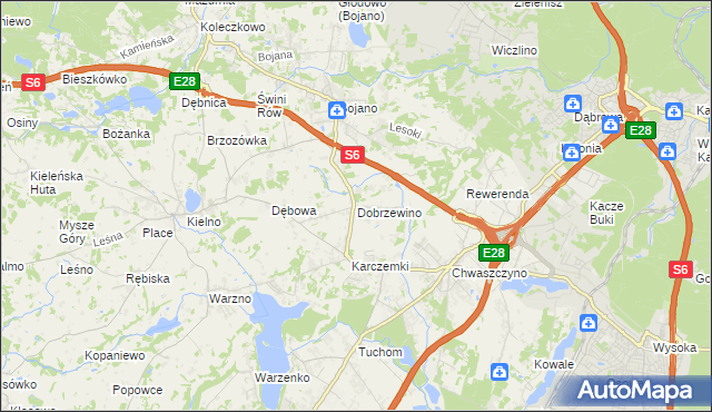 mapa Dobrzewino, Dobrzewino na mapie Targeo