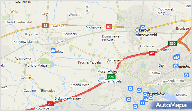 mapa Domaniewek gmina Brwinów, Domaniewek gmina Brwinów na mapie Targeo